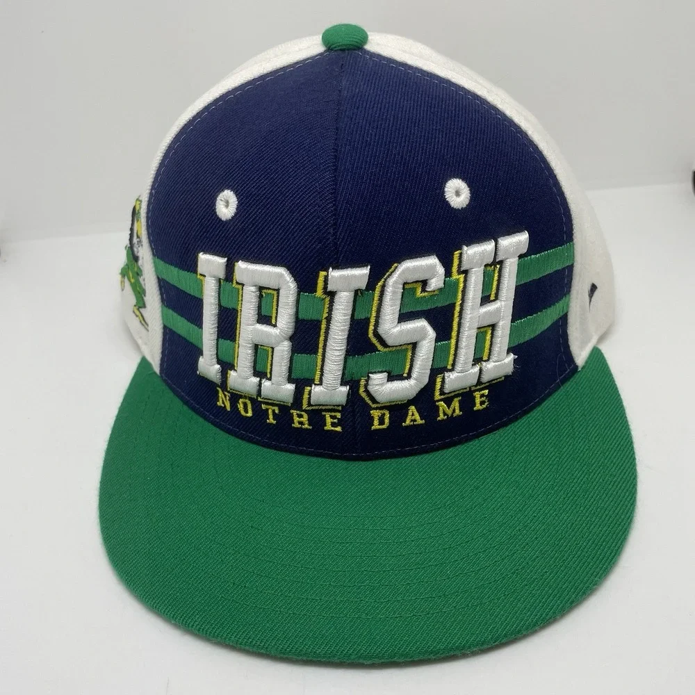 Zephyr Irish Notre Dame‎ Cap Navy Green Embroidery Adjustable Snapback Hat